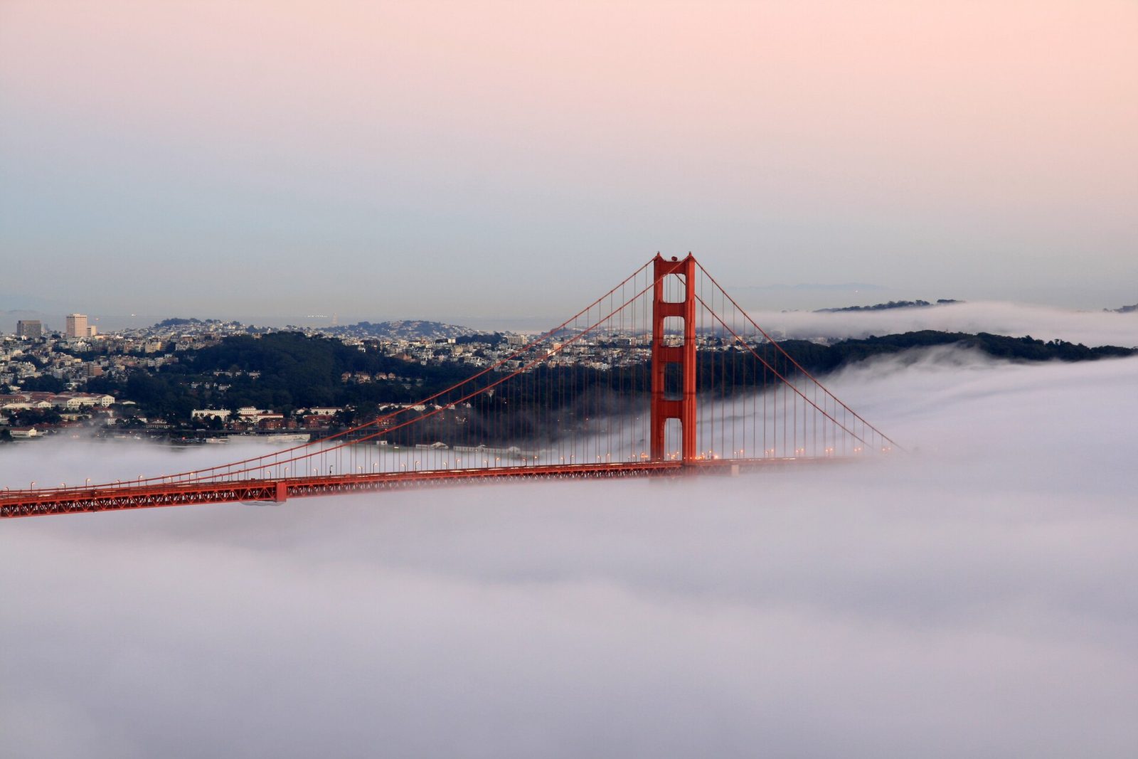 The Golden Gate Bridge. U.S. 101 crosses the bridge, connecting Marin County to San Francisco.