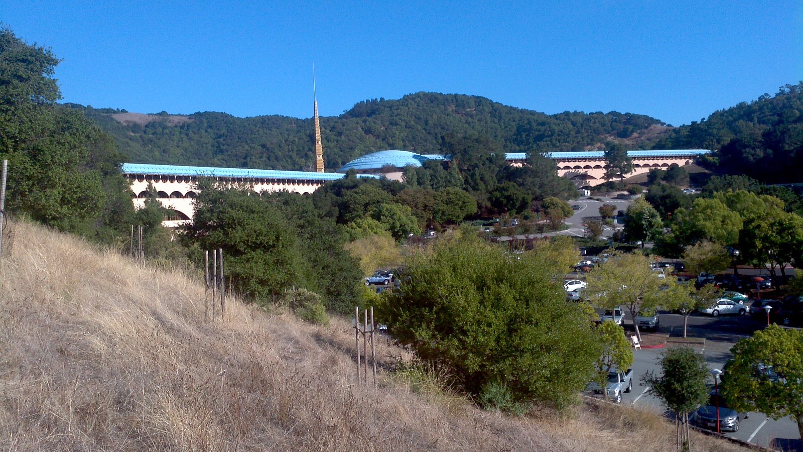 The Marin County Civic Center in San Rafael, seen from the hills above Civic Center Drive. Marin County's labor force contracted 1.7 percent over the year to 123,400, with 118,100 residents employed in September.