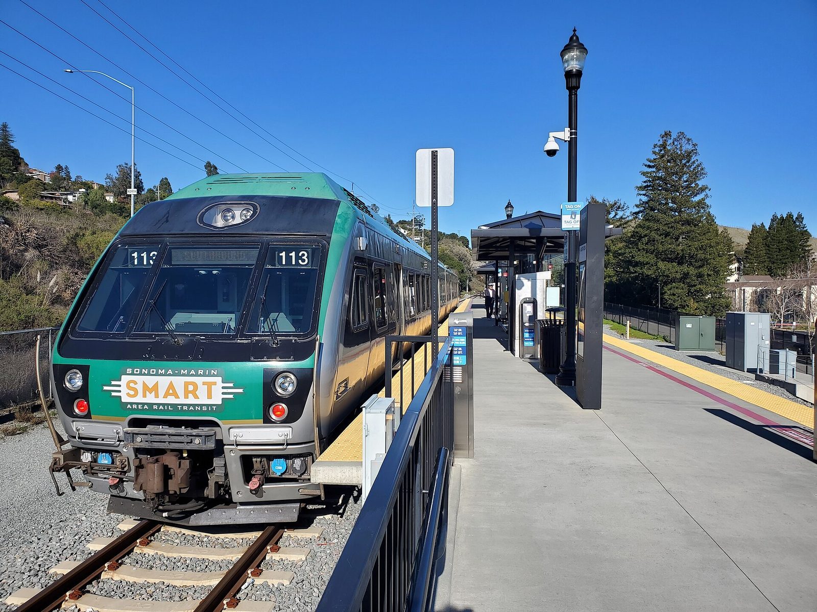 A SMART train at Larkspur station. Voters approved the extension with more than 70 percent, comfortably clearing the two-thirds bar.